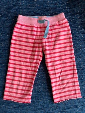 Mini Boden size 8 Pink Striped long Cotton shorts (or capris) w/ drawstring